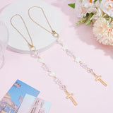 2pcs Cross Car Hanging Ornament Sun Catcher Rearview Mirror Charm Car Mirror Pendant with Heart Star Shell Beads Cross Crystal Bead Hanging Accessories for Bag Window Car Mirror Garden