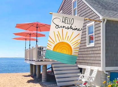 Hello Sunshine Summer House Flag 28 x 40 Vertical Double Sided Farmhouse Holiday Outside Decorations Burlap Yard Flag BW285-40