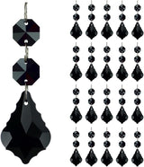 20pcs Crystal Maple Leaf Chandelier Prisms Replacement Pendant Connected Glass Octagon Beads Chain for Wedding Christmas Decoration 38mm (Black)
