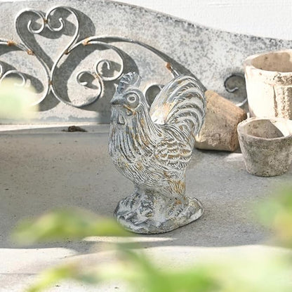 Rooster Statue Chicken Figurine Cement Rooster Figurine Figurines Artwork for Outdoor, Backyard, Patio and Home Kitchen Decoration
