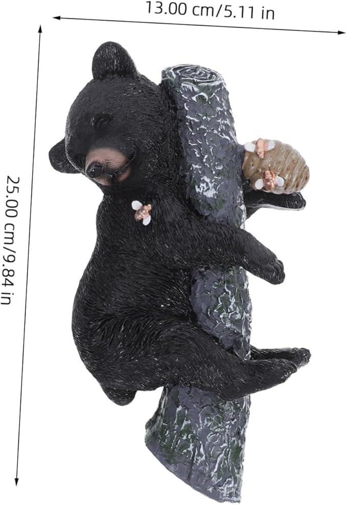 Yardwe Resin Bear Sculpture for Outdoor Decor Unique Tree Animal Figurine Durable Garden Ornament Versatile Hanging Table Display for Animal Lovers and Nature Enthusiasts