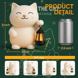 Solar Cat Garden Statue with Lantern – Outdoor Cat Statue for Garden, Patio & Yard, Weatherproof Resin Figurine Lawn Ornament Garden Decor with Soft Solar Glow