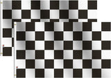 2Pack-NEW Checkered Flags 3x5 Ft,Canvas Header and Double Stitched - Brass Grommets for Easy Display,Black and White Racing Flag Race Car Party Banner