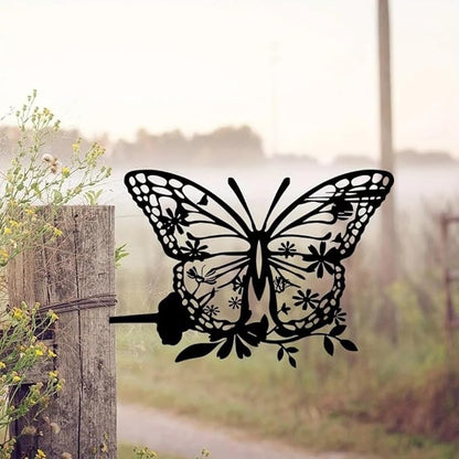 Metal Butterfly Art Silhouette Decorative Garden Stakes Black Statues Art for Yard Patio Outdoor Decor Garden Lawn Decorations