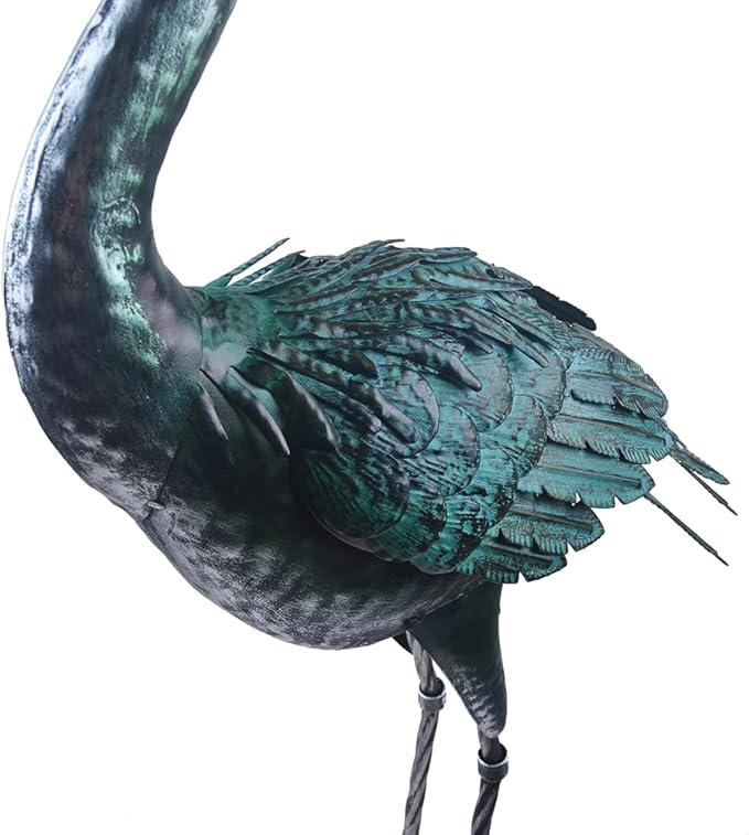 Crane Statue Metal Retro Style Crane Sculpture Garden Decoration Metal Yard Art for Patio Lawn Backyard Outdoor Decoration A Set of 2