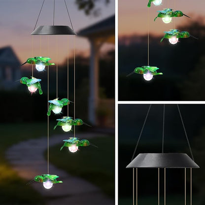 Solar Hummingbird Wind Chimes for Outside Garden, Patio, Yard – Decor for Festivals/Birthday/Christmas, for Women Mom Home Garden Patio Decor