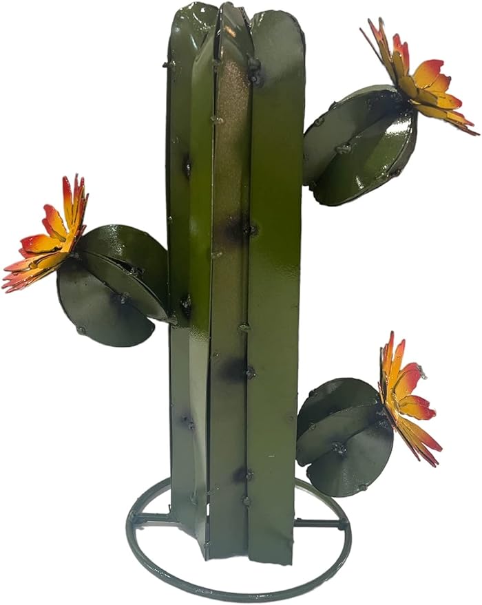 Mini Metal Saguaro - Garden Art (Olive)