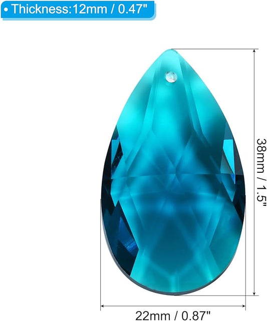 PATIKIL K9 Crystal Pendants Teardrop Beads, 10 Pack 38mm Chandelier Prisms Parts Hanging Beads DIY Lamp for Arts Crafts Decoration, Sky Blue