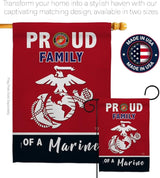 Proud Family Marines Garden Flag - Armed Forces Marine Corps USMC Semper Fi United State American Military Veteran Retire Official - House Banner Small Yard Gift Double-Sided Made in USA 13 X 18.5