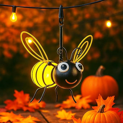 Solar Bee Lights Outdoor for Garden,– Hanging Metal Insect Lights with Hook, Waterproof Butterfly & Dragonfly Decorations for Garden, Yard, Patio, Holiday Gifts for Women & Kids (Golden-2PC)