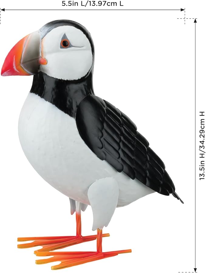 Regal Art & Gift Metal Garden Décor - Decorative Handcrafted Yard Art, Statue & Garden Sculpture for Lawn, Patio & Outdoor/Indoor Display - Puffin