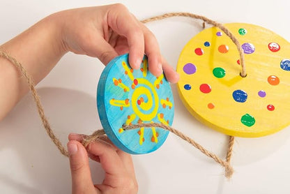 MindWare Make Your Own Wind Chime Craft Kit – Makes 1 Wind Chime, Includes 13 Paint Colors, 3 Brushes and Instructions