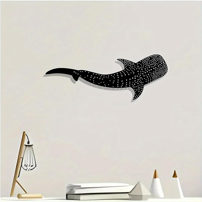 WPCJREU Whale Shark Metal Wall Art, Ocean Statue Mural, Indoor/Outdoor Decor for Living Room, Patio & Garden, for Marine Lovers - Durable Shark-Themed Wall Art(40cm/15.74in)