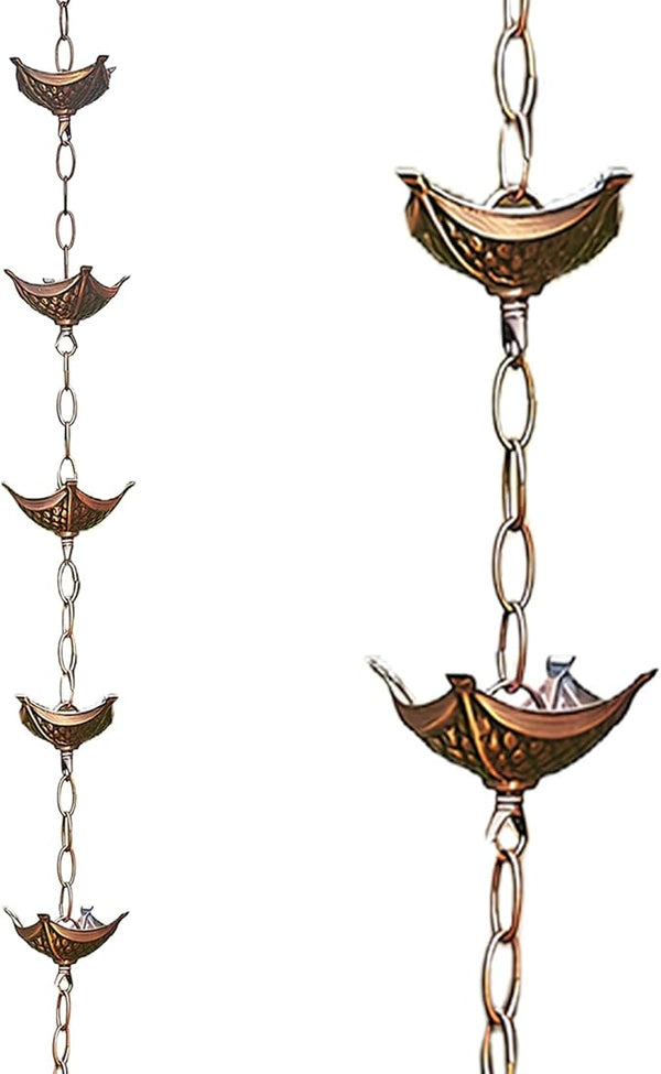 rain Chains for gutters Rain Chain Copper Imitation Chains for Gutters 3.3ft with 5 Cups Easy to Install Catcher for Outside Courtyards Replacement Style 2