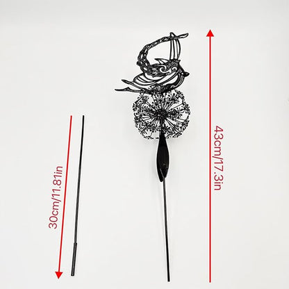 Flower Fairy Dancing with Dandelion Garden Sculpture,Angel Metal Ornaments Stainless Steel Statue Decorations,Wonderland Outdoor Yard Lawn Patio Stakes Sculptures Decor (G)