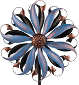 VEWOGARDEN Wind Spinners Outdoor, Metal Kinetic Wind Spinner with Flower Design for Yard Garden Lawn Decorations, Dark Blue
