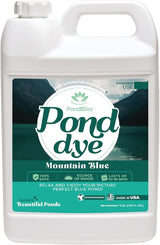 Mountain Blue Pond Dye for Large Ponds up to 1 Acre, Fish and Animal Safe - 1 Gallon (128oz)