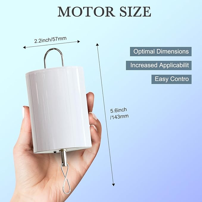 Wind Spinner Motor with Remote Control, Hanging Display Motor, Small Ornament Motor for Disco Ball, Baby Crib, Wind Chimes, Garden Decor, Christmas Decoration, Battery-Operated Motor 20 RPM