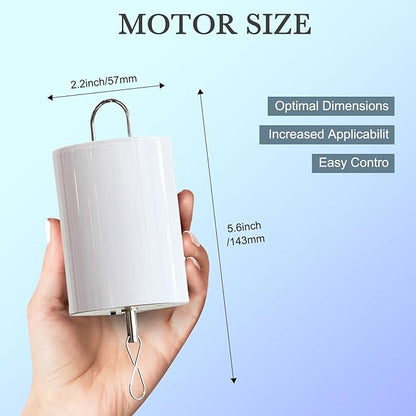 Wind Spinner Motor with Remote Control, Hanging Display Motor, Small Ornament Motor for Disco Ball, Baby Crib, Wind Chimes, Garden Decor, Christmas Decoration, Battery-Operated Motor 20 RPM