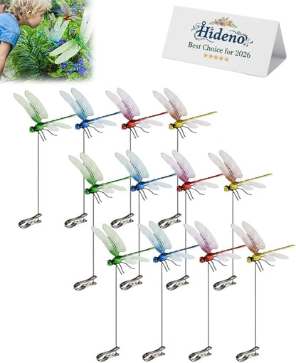 Dragon Fly Clips for Bugs Repellent, Outdoor Dragonfly Clips to Keep Bugs Away, Clip on Dragonfly Garden Decor Flying Butterflies Decorations Fake Flies Metal Dragon Moving Yard Ornaments Hat