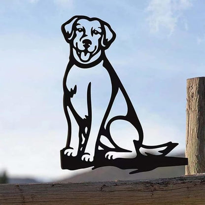 Adorable Dog Stake Decoration Yard Garden Outdoor Metal Art Dog Silhouette Decoration Steel Dogs Statue Adorable Ornament Gift (Labrador Retriever)