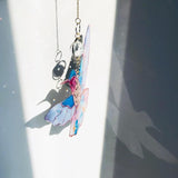 Blue Acrylic Hummingbird Flowers Garden Suncatcher Window Hanging Crystal Prism Rainbow Maker Sun Catcher Ornaments Birthday Christmas Thanksgiving Gifts for Mom Grandma Sister Bird Lovers