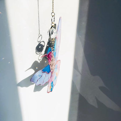 Blue Acrylic Hummingbird Flowers Garden Suncatcher Window Hanging Crystal Prism Rainbow Maker Sun Catcher Ornaments Birthday Christmas Thanksgiving Gifts for Mom Grandma Sister Bird Lovers