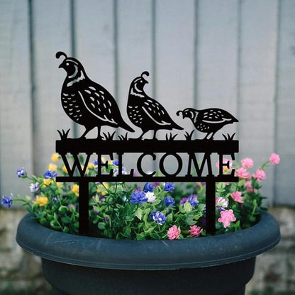 WADORN Black Quail Metal Decorative Garden Stakes, Bird Lover Gifts for Women Mom Grandma Beloved Unique Welcome Metal Birds Yard Art Sculptures Decor for Home Garden Backyard Outdoor Lawn Ornaments