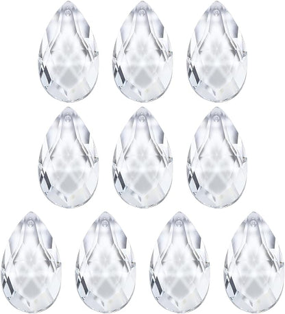 PATIKIL K9 Crystal Pendants Teardrop Beads, 10 Pack 38mm Chandelier Prisms Parts Hanging Beads DIY Lamp for Arts Crafts Decoration, Clear