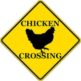 Rogue River Tactical Funny Metal Warning Chicken Crossing XING Tin Sign Wall Décor Man Cave Bar Rooster Chicks Hen