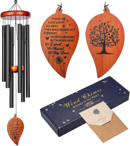 Sympathy Wind Chimes,32" Memorial Wind Chimes for Loss of Loved One, Sympathy Grief Memorial Bereavement Gift,in Memory of Loved One Loss of Mother Father，Home Decor Garden Patio Outdoor-Black