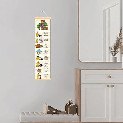 Miracles of Jesus Banner, Church Banner, Christian Rustic Hanging Door Flag, Farmhouse Decorations Outdoor Indoor, Church Activity Decor, Bible Lesson, Scripture and Words Decorations