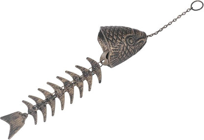 Fish Skeleton Windchime, Vintage Metal Wind Chimes for Home Yard Porch Hanging Decor