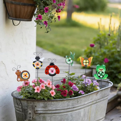 hogardeck Garden Decor for Outside, Metal Animal Pinwheels Decorative Garden Stakes for Spring Decor, Colorful Wind Spinners for Yard Art Outdoor Lawn Porch Pathway Decorations (HGMD-2249)