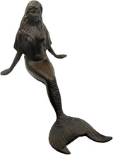 Large Rustic Metal Mermaid Yard Pond Statue Garden Sculpture Coastal Shelf Decor
