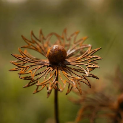 Rusty Metal Wild Flowers Garden Stakes 11.82 x 8.47 inches, Decorative Flowers Yard Stake Metal Art for Outdoor Garden Lawn Decor(Flower-D)