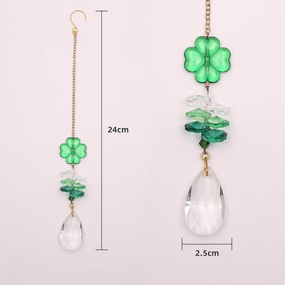 Matuna Four-Leaf Clover Crystal Suncatcher with Heart Prism Ball - Rainbow Maker Window Hanging Ornament for Car, Home, Garden (Purple)