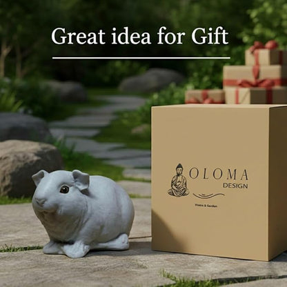 OLOMA Guinea Pig Patio Garden Figurine Heavy Concrete Animal Sculpture with Protective Resin Finish Long Lasting Outdoor Indoor Decorative Ornament for Home Porch Yard Lawn