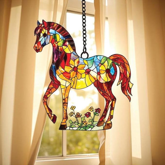 Hippie Horse Acrylic Window Hanging Stained Wall Decoration Lover Gift for Mom Grandma Or Special Occasions Suncatchers Indoor Window Suncatchers Windows Garden