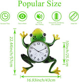 Large Outdoor Clock, Frog Outdoor Wall Clock with Thermometer & Humidity, Silent Non-Ticking Outside Clock for Patio, Living Room, Kitchen