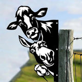 Peeping Cow | Duck | Wall Art Decor, Funny Animal Metal Sign, Cutout Sign for Farm, Outdoor Garden, Yard Gift