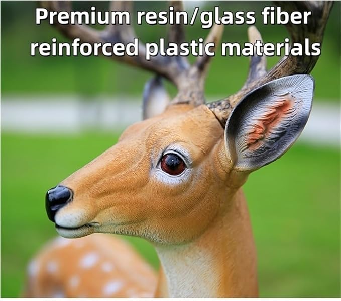 Garden Ornament, Resin Sika Deer Sculpture, Outdoor Garden Crafts Statue Ornament, Simulation Deer Decor Statue for Park, Lawn(25.6x18.5x6.3in)