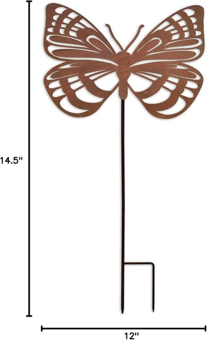Sunset Vista Designs Outdoor Garden Décor - Goliath Butterfly Yard Art Garden Stake, 33" Tall, Rustic Metal