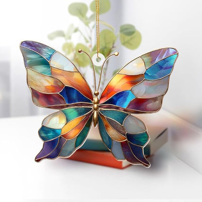 Stained Glass Butterfly Ornament Acrylic – Colorful Suncatcher Window Hanging, Glass Butterfly Decoration for Christmas Tree 2026, Spring Garden Décor, Gifts for Women & Nature Lovers(Sun-04)