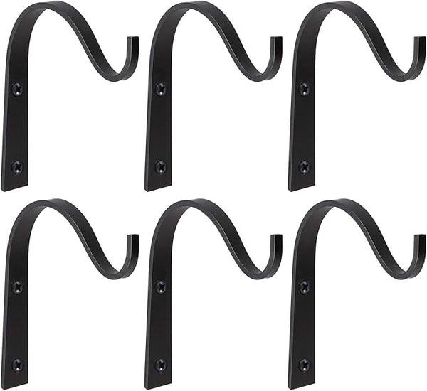 Mkono 6 Pack Iron Wall Hooks for Hanging Plant Lanterns, Plant Hanger Fence Metal Bracket for Bird Feeders, Wind Chimes, Mason Jar Sconces, Light Outdoor Indoor Rustic Home Decor, 3 Inch