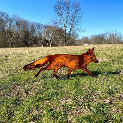 Toddmomy Fox Garden Sign Metal Animal Yard Stake Outdoor Decorative Lawn Ornament with Hollow Window Design for Patio and Courtyard