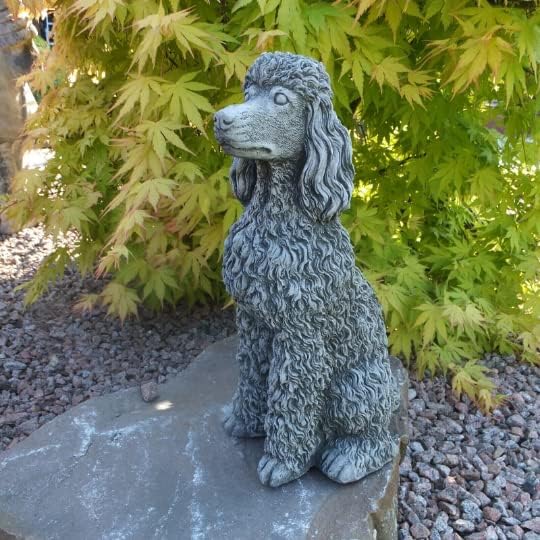 Concrete Sitting Poodle Puppy Figurine Sitting Poodle Dog Statue Outdoor Garden or Backyard Art