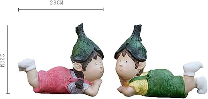 Sculpture Tabletop Statue Resin Crafts Decoration Outdoor Garden Character Sculpture Floor Children Decoration Accessories Figurines Gift 28x22cm