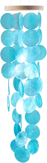 Vindar Wind Chimes for Outside, Handcrafted Shell Windchime Ocean Style Chime for Indoor Outdoors Decor, Garden Decor Gift for Women, Mom, Grandma (Peacock Blue)