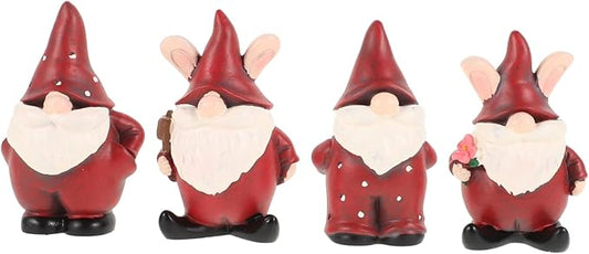 Milisten 4pcs Resin Gnome Garden Statues Weather-Resistant Outdoor Decor for Christmas Joyful Holiday Figurines for Lawn and Garden Decorations for Festive Celebrations